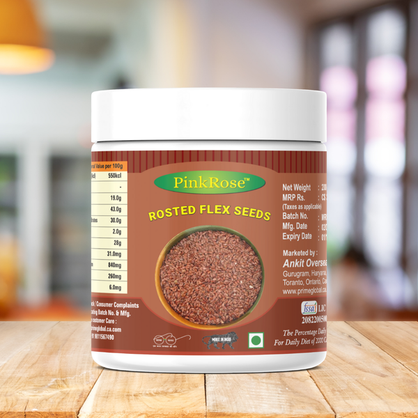PinkRose™ Roasted Flax Seeds – 200g | High in Omega-3, Fiber & Protein | Premium Superfood