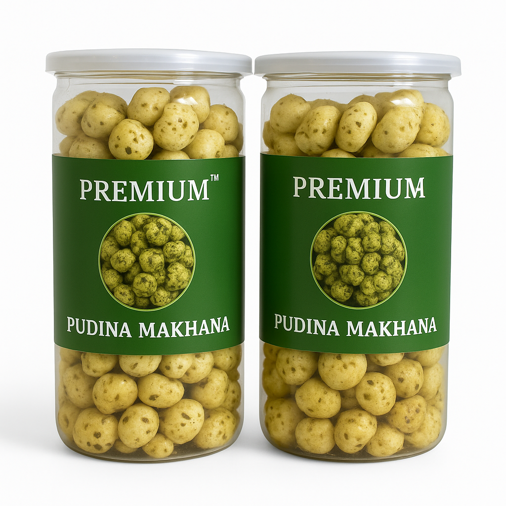 Premium Pudina Makhana – Roasted & Crunchy Mint-Flavored Lotus Seeds