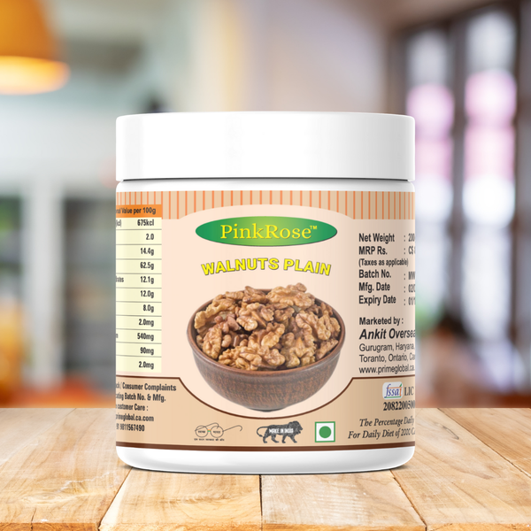 PinkRose™ Premium Walnuts Plain – 200g | Whole Natural Akhrot Kernels | Rich in Omega-3 & Antioxidants