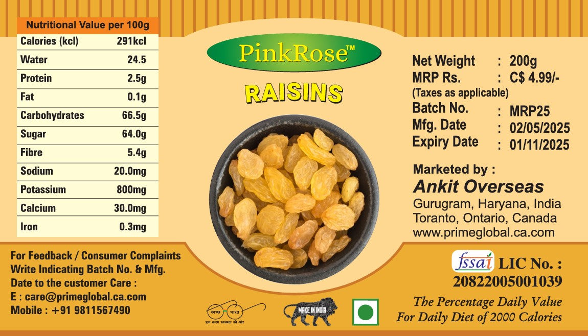 PinkRose™ Premium Raisins – 200g